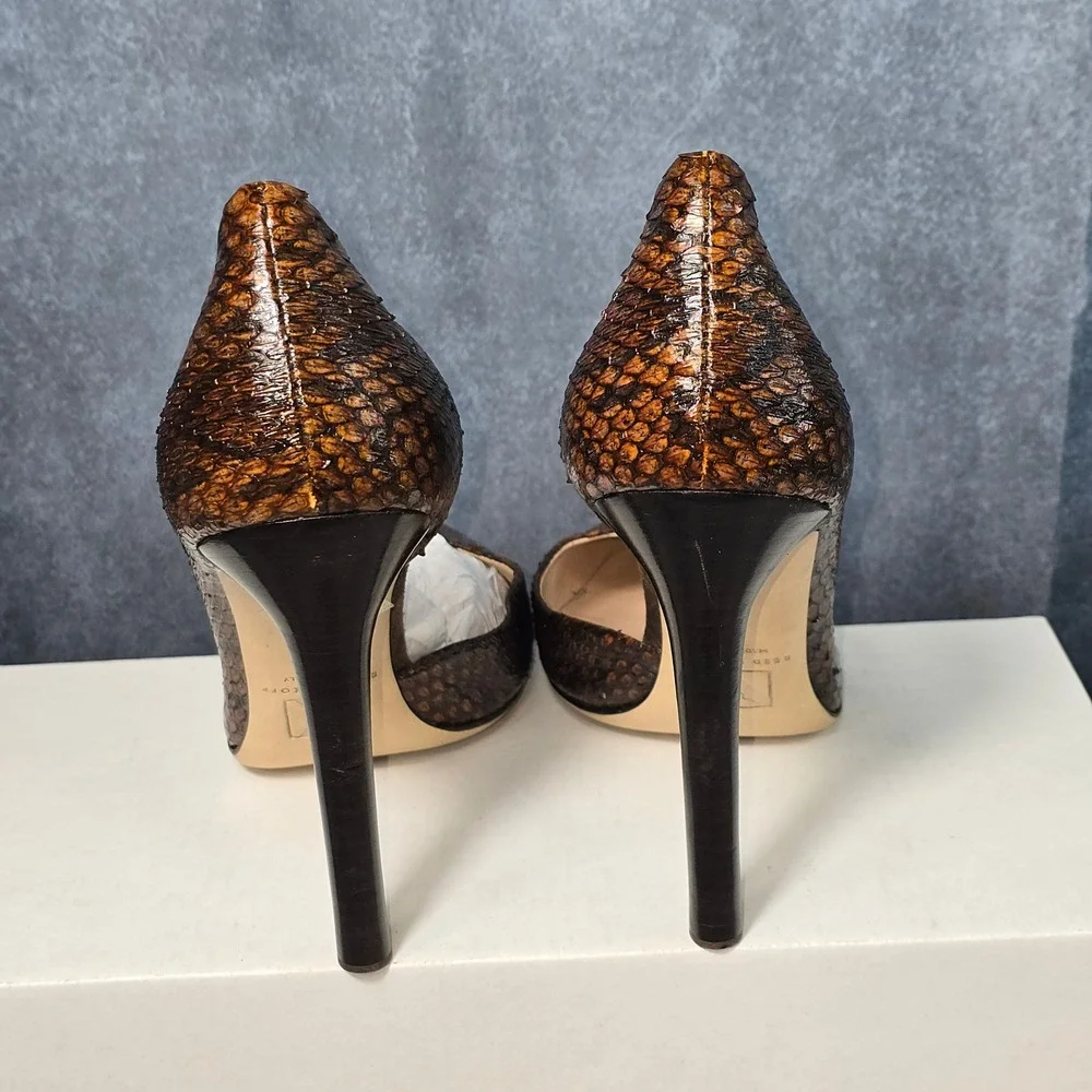 Reed Krakoff Pumps Brown‎ Python Embossed d'Orsay Heels EU 38/ US 8
